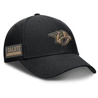 Men's Fanatics Black Nashville Predators Authentic Pro Military Appreciation Adjustable Hat