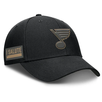 Men's Fanatics Black St. Louis Blues Authentic Pro Military Appreciation Adjustable Hat