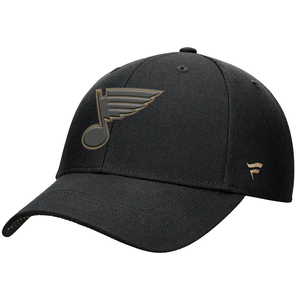 Men's Fanatics Black St. Louis Blues Authentic Pro Military Appreciation Adjustable Hat