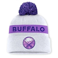 Men's Fanatics White Buffalo Sabres Hockey Fights Cancer Authentic Pro Cuffed Knit Hat with Pom