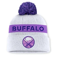 Men's Fanatics White Buffalo Sabres Hockey Fights Cancer Authentic Pro Cuffed Knit Hat with Pom