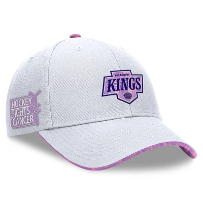 Men's Fanatics White Los Angeles Kings Authentic Pro Hockey Fights Cancer Adjustable Hat