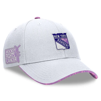 Men's Fanatics White New York Rangers Authentic Pro Hockey Fights Cancer Adjustable Hat