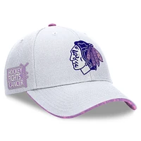 Men's Fanatics White Chicago Blackhawks Hockey Fights Cancer Adjustable Hat