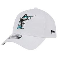 Men's New Era White Florida Marlins TC A-Frame 9FORTY Adjustable Hat