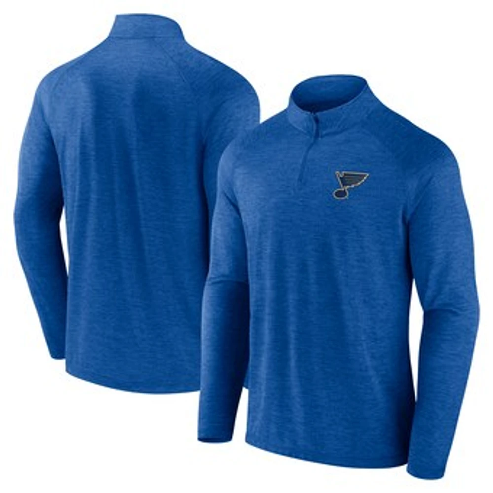 Men's  Blue St. Louis Blues Head-to-Head Raglan Quarter-Zip Top