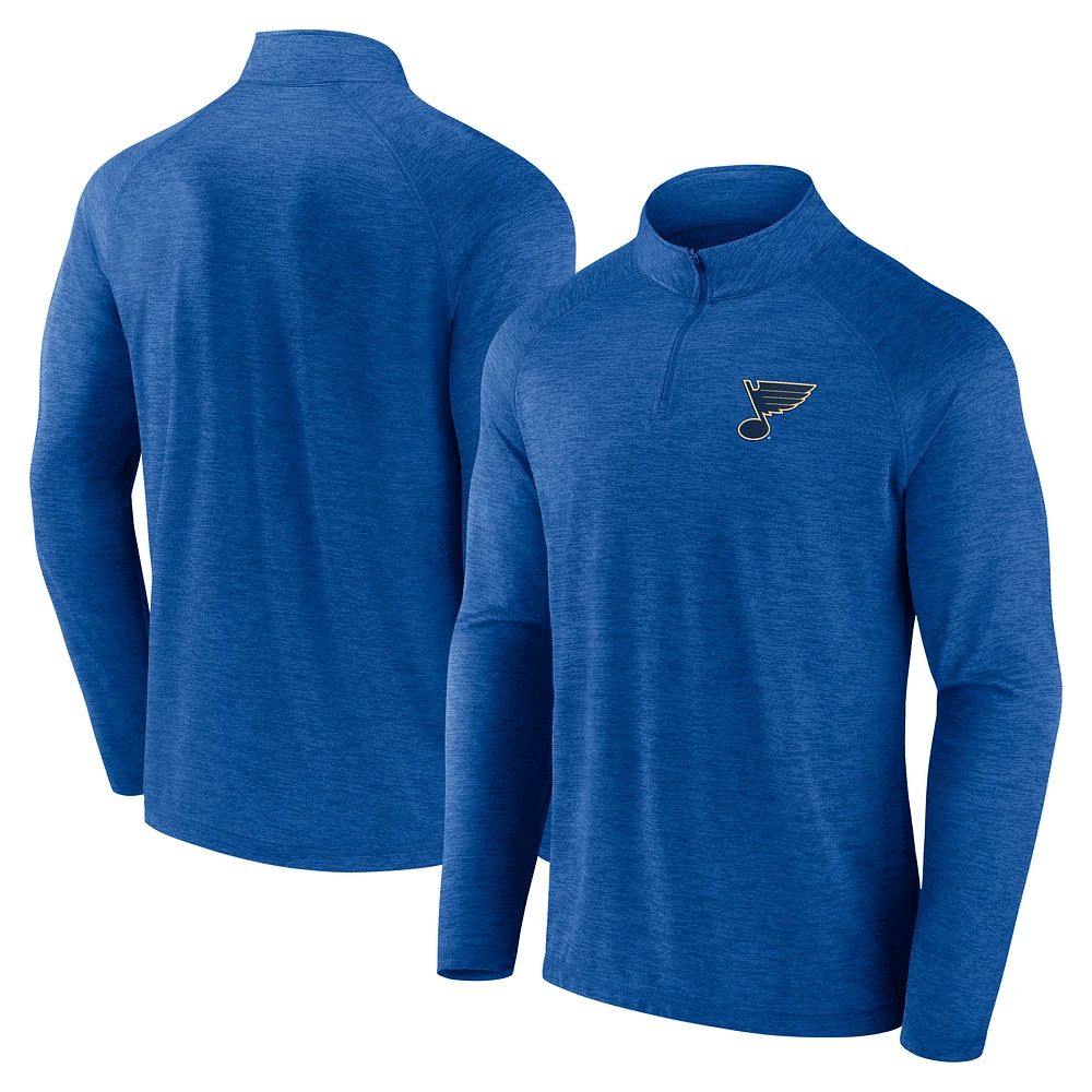 Men's  Blue St. Louis Blues Head-to-Head Raglan Quarter-Zip Top