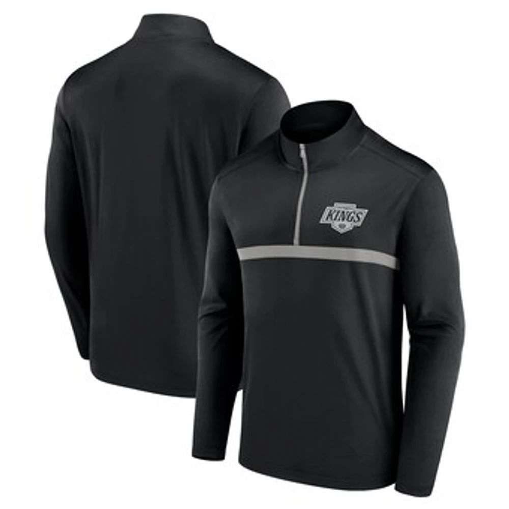 Men's  Black Los Angeles Kings Head-to-Head Raglan Quarter-Zip Top