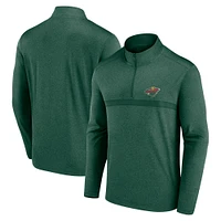 Men's  Dark Heather Green Minnesota Wild Head-to-Head Raglan Quarter-Zip Top