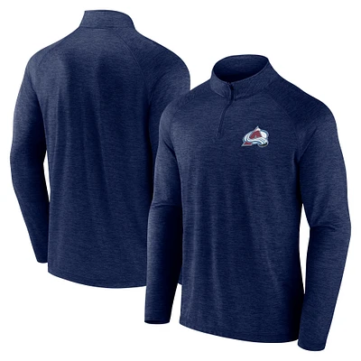 Men's Logo Athletic Navy Colorado Avalanche Head-to-Head Raglan Quarter-Zip Top