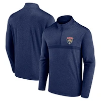 Men's  Athletic Heather Navy Florida Panthers Head-to-Head Raglan Quarter-Zip Top