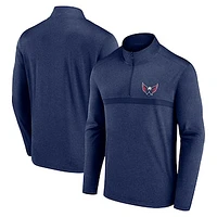 Men's  Heather Navy Washington Capitals Head-to-Head Raglan Quarter-Zip Top