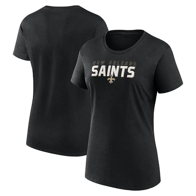 Women's Logo Athletic Black New Orleans Saints Lean Cotton T-Shirt