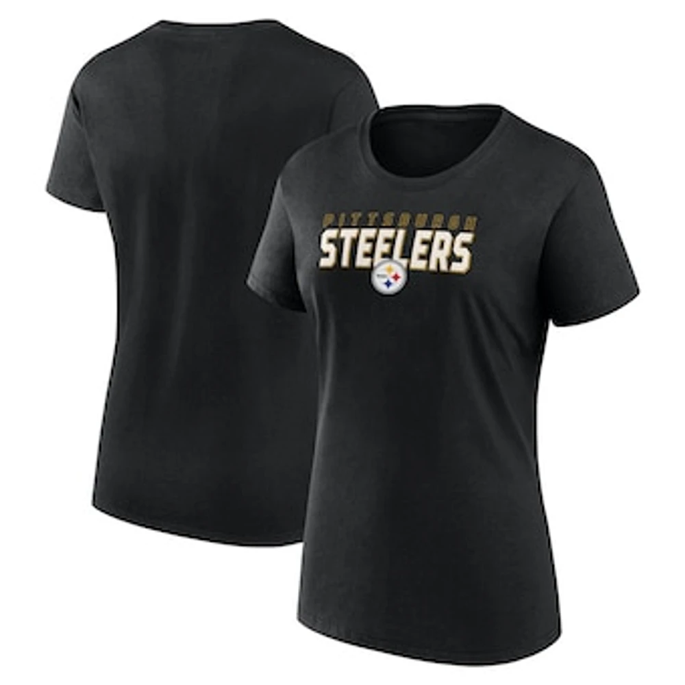 Women's Logo Athletic Black Pittsburgh Steelers Lean T-Shirt