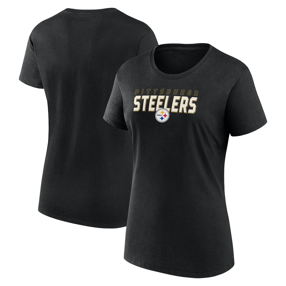 Women's Logo Athletic Black Pittsburgh Steelers Lean Cotton T-Shirt