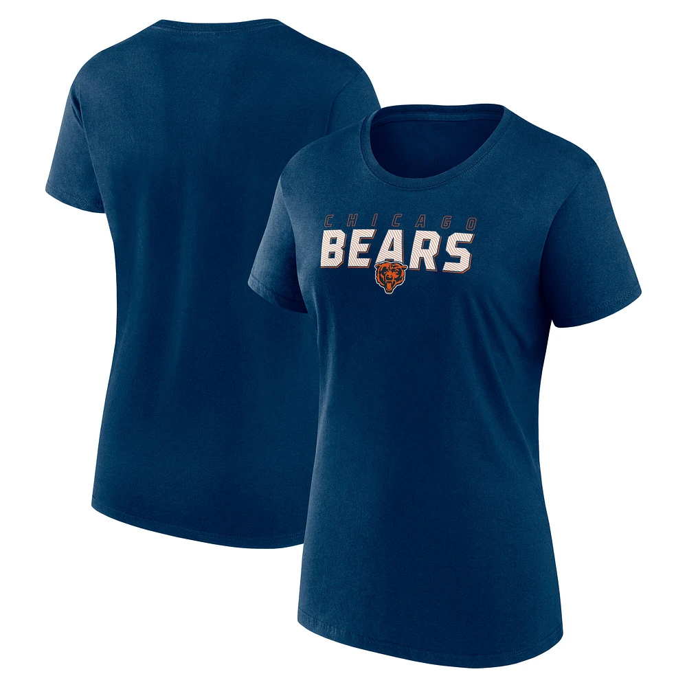 Women's Logo Athletic Navy Chicago Bears Lean Cotton T-Shirt