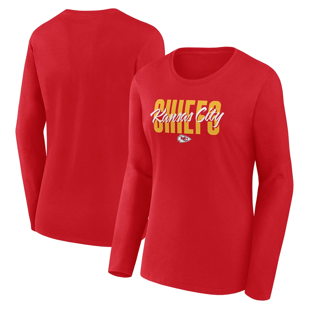 Women's Red Kansas City Chiefs Grip Long Sleeve T-Shirt