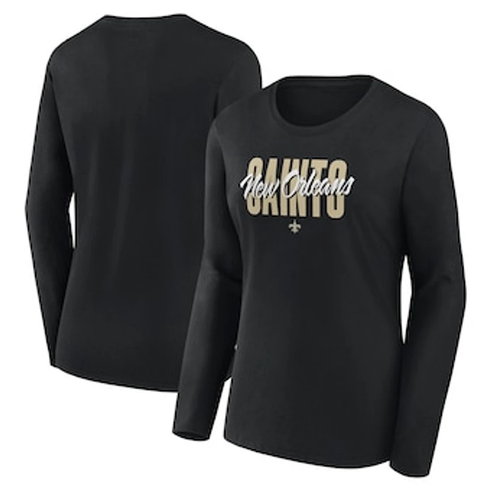 Women's Black New Orleans Saints Grip Long Sleeve T-Shirt