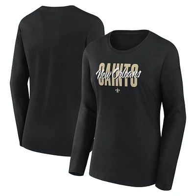 Women's Black New Orleans Saints Grip Long Sleeve T-Shirt