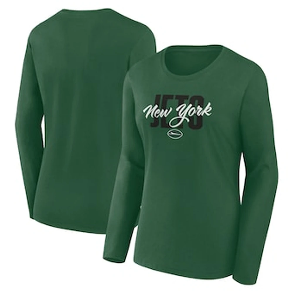 Women's Green New York Jets Grip Long Sleeve T-Shirt