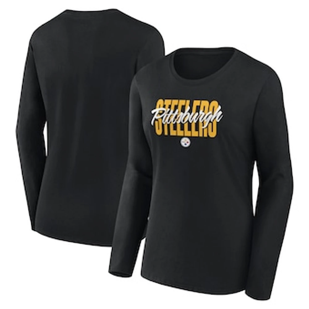 Women's Black Pittsburgh Steelers Grip Long Sleeve T-Shirt