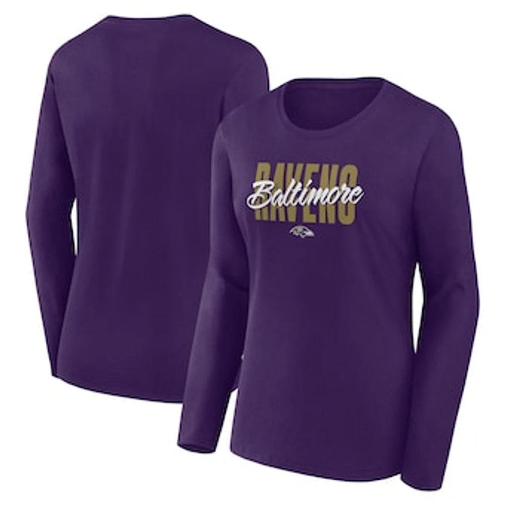 Women's Purple Baltimore Ravens Grip Long Sleeve T-Shirt