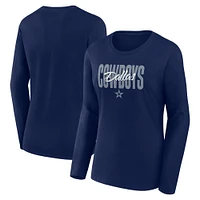 Women's Navy Dallas Cowboys Grip Long Sleeve T-Shirt