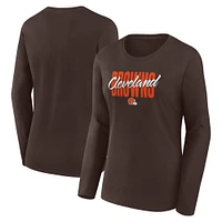 Women's Brown Cleveland Browns Grip Long Sleeve T-Shirt