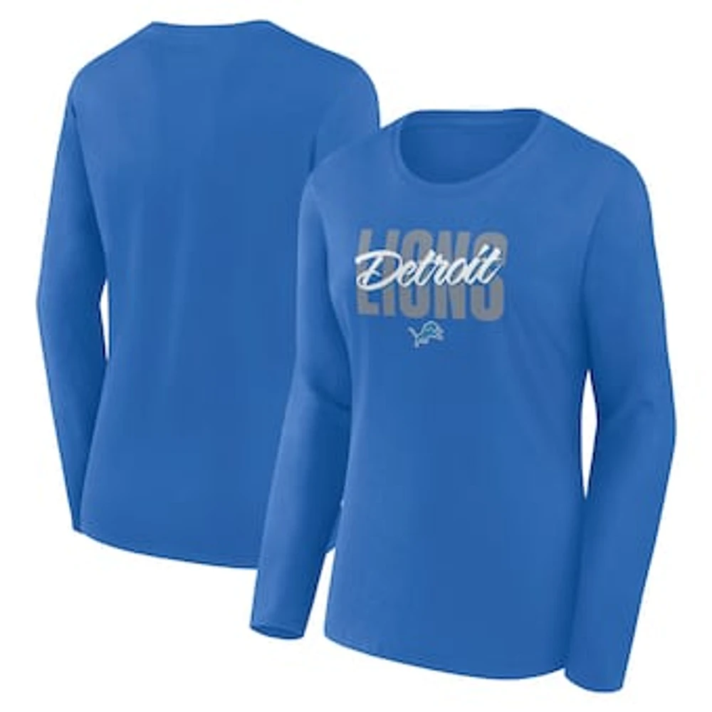 Women's Blue Detroit Lions Grip Long Sleeve T-Shirt