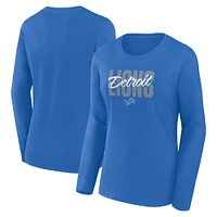 Women's Blue Detroit Lions Grip Long Sleeve T-Shirt