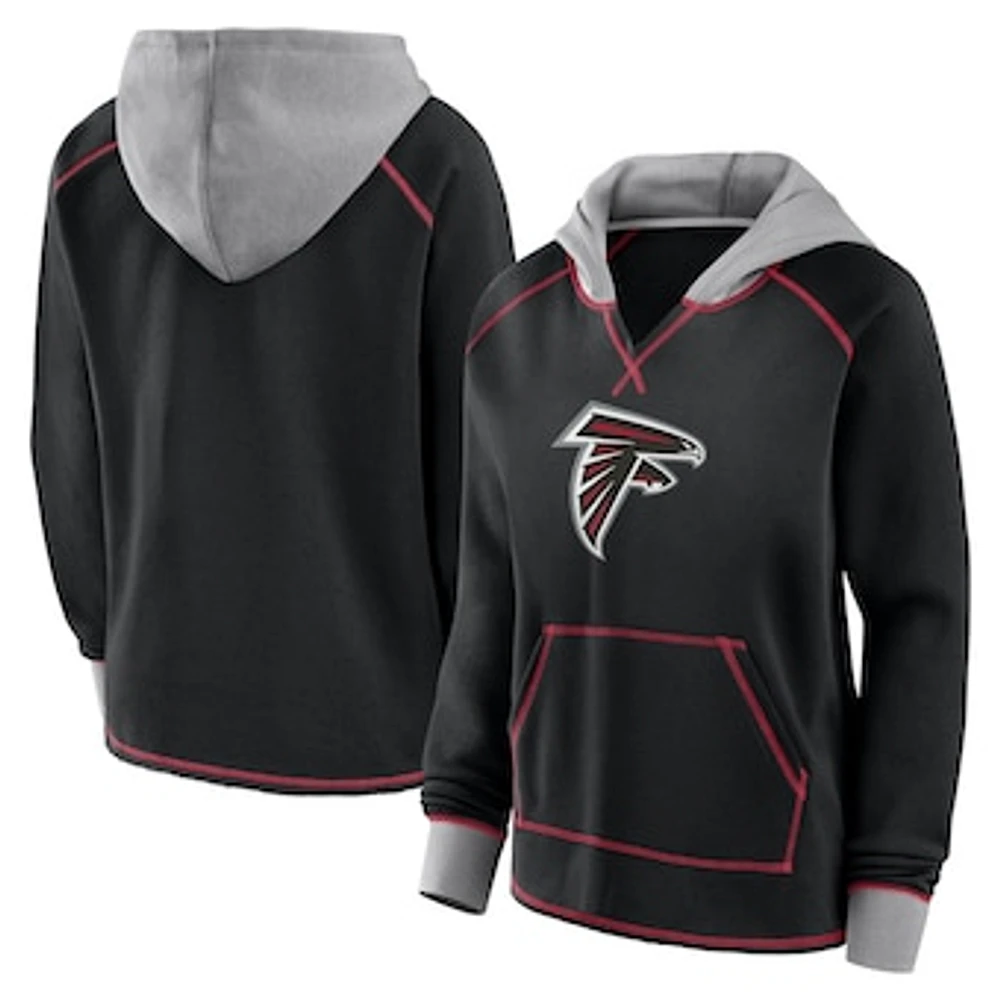 Women's Black Atlanta Falcons Boom Fleece Pullover V-Neck Hoodie