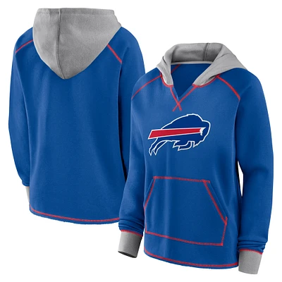 Women's Royal Buffalo Bills Boom Fleece Pullover V-Neck Hoodie