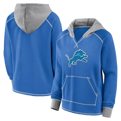 Women's Blue Detroit Lions Boom Fleece Pullover V-Neck Hoodie