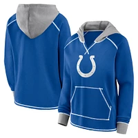 Women's Royal Indianapolis Colts Boom Fleece Pullover V-Neck Hoodie