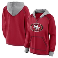 Women's Scarlet San Francisco 49ers Boom Fleece Pullover V-Neck Hoodie