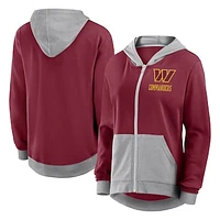 Women's  Burgundy Washington Commanders Hit It French Terry Full-Zip Hoodie