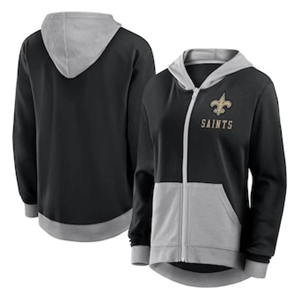 Women's  Black New Orleans Saints Hit It French Terry Full-Zip Hoodie