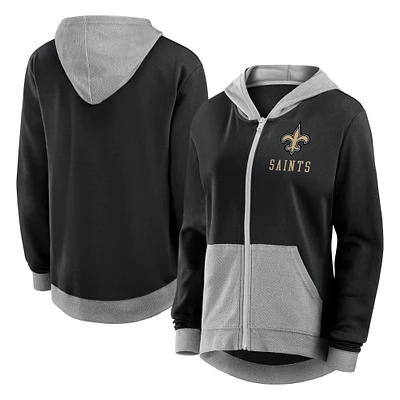 Women's  Black New Orleans Saints Hit It French Terry Full-Zip Hoodie