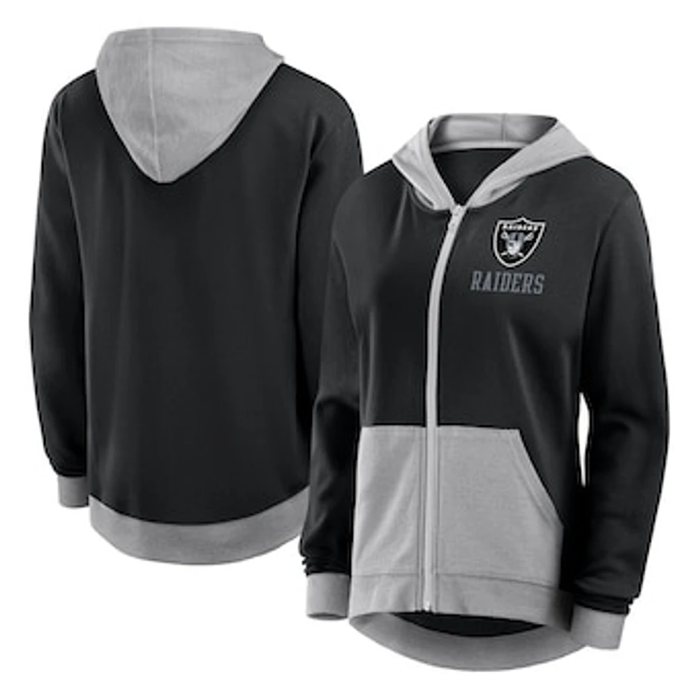 Women's  Black Las Vegas Raiders Hit It French Terry Full-Zip Hoodie