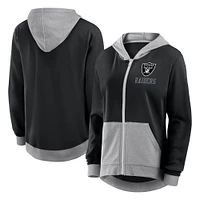 Women's  Black Las Vegas Raiders Hit It French Terry Full-Zip Hoodie