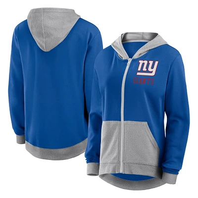 Women's  Royal New York Giants Hit It French Terry Full-Zip Hoodie