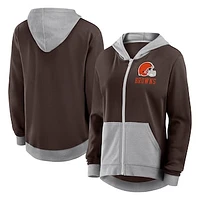 Women's  Brown Cleveland Browns Hit It French Terry Full-Zip Hoodie