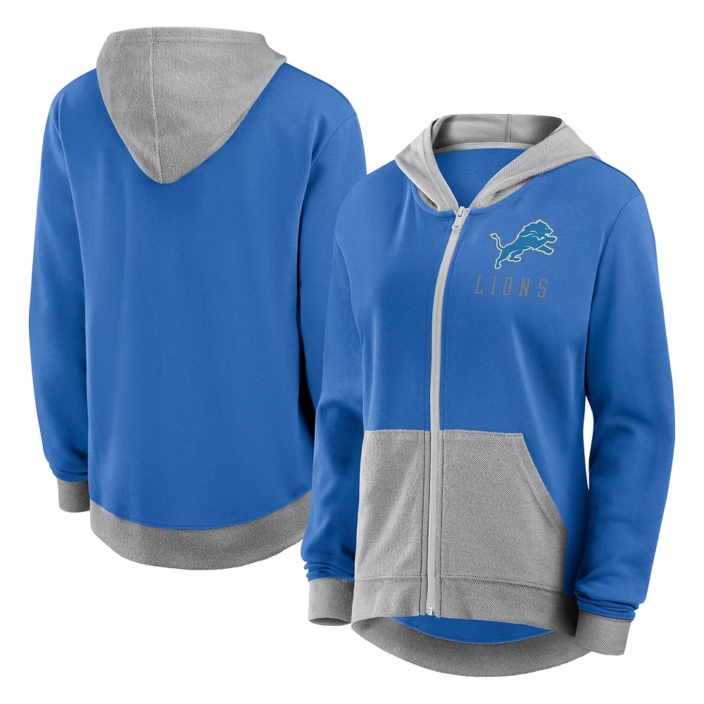 Women's  Blue Detroit Lions Hit It French Terry Full-Zip Hoodie