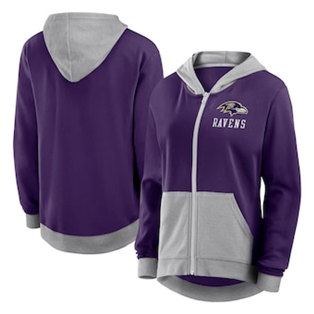 Women's  Purple Baltimore Ravens Hit It French Terry Full-Zip Hoodie