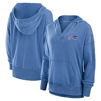 Women's Fanatics  Heather Royal Buffalo Bills Initiative Snow Wash French Terry V-Neck Pullover Hoodie