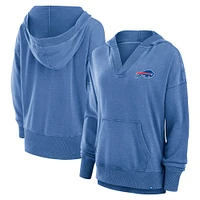 Women's Fanatics  Heather Royal Buffalo Bills Initiative Snow Wash French Terry V-Neck Pullover Hoodie