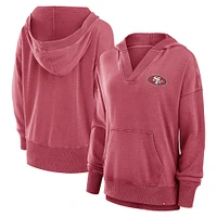 Women's Fanatics  Heather Scarlet San Francisco 49ers Initiative Snow Wash French Terry V-Neck Pullover Hoodie