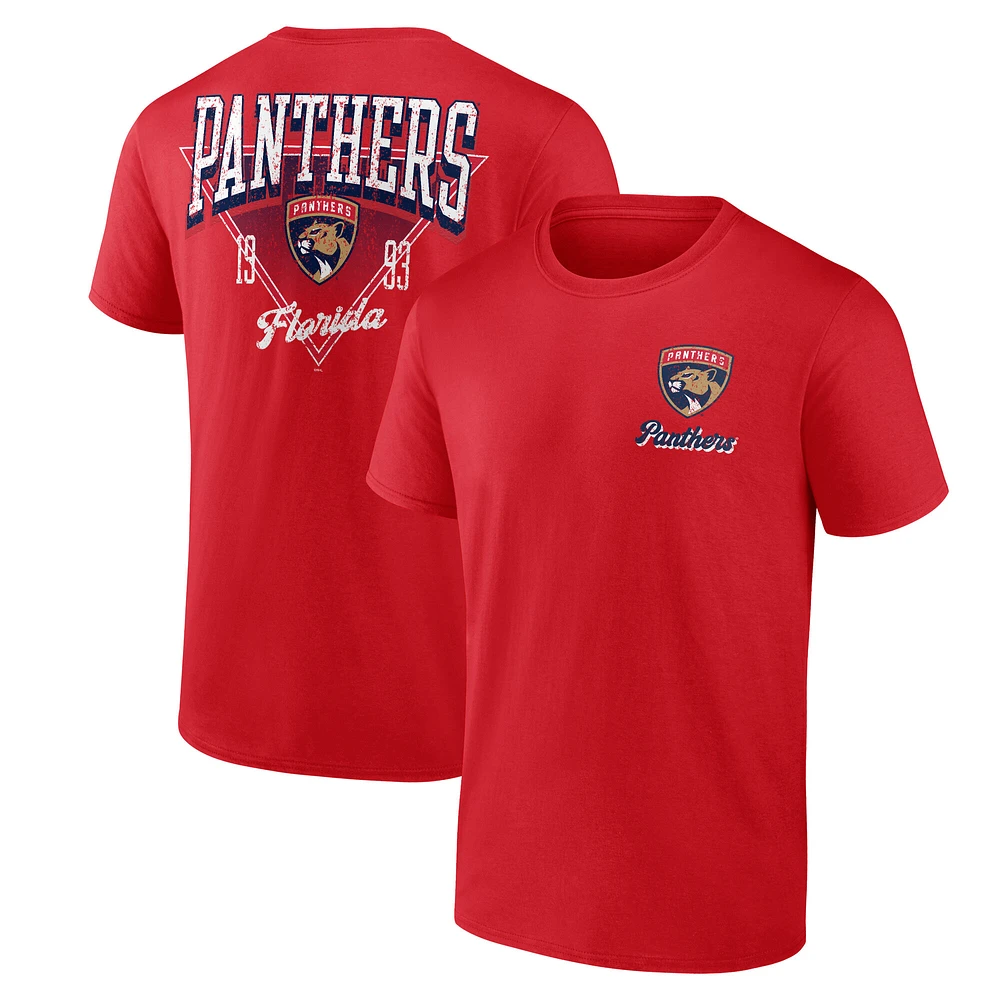 Men's Logo Athletic Red Florida Panthers Never Over T-Shirt