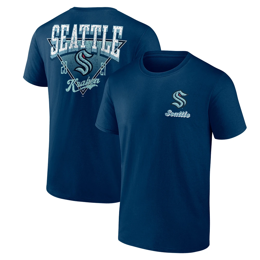 Men's Logo Athletic Deep Sea Blue Seattle Kraken Never Over T-Shirt