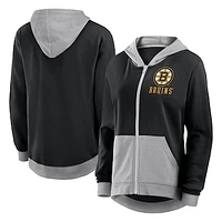 Women's  Black Boston Bruins Hit It French Terry Full-Zip Hoodie